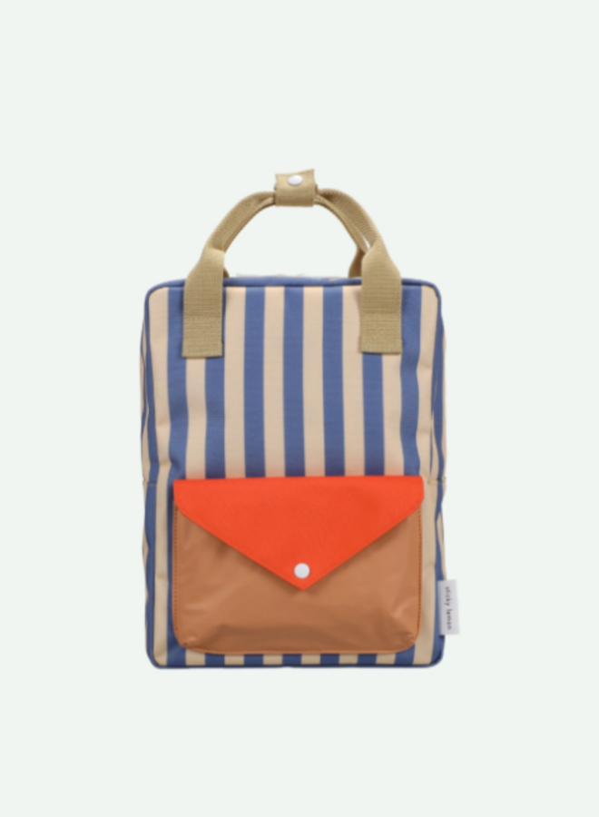 Sticky Lemon - Backpack medium - Wonders Envelope Stripes blue whale/Sandy yellow