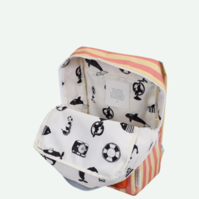 Sticky Lemon - Backpack medium - Wonders Envelope Stripes coral pink/Sandy yellow