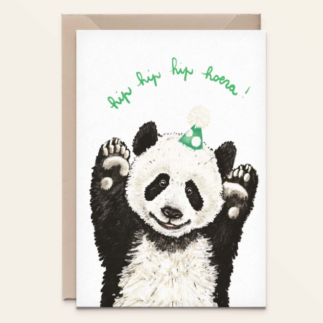 Kathings - Wenskaart Panda hoera