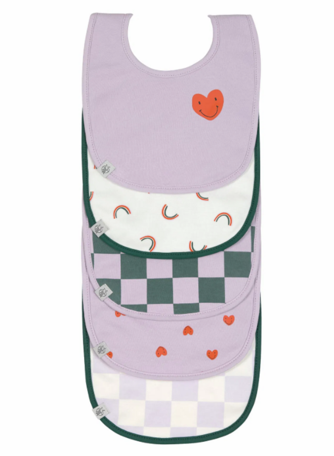 Lässig - Value Pack Bib 5 pcs Happy Rascals  Heart lavender