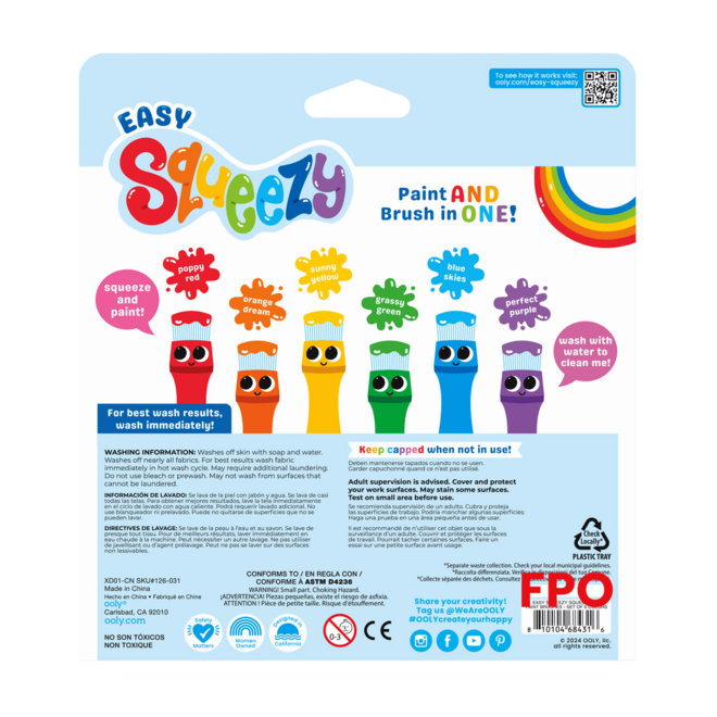 Ooly – Easy Squeezy Poster Paint Brushes  6 Colors