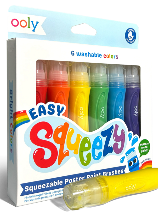 Ooly – Easy Squeezy Poster Verfborstels  6 kleuren