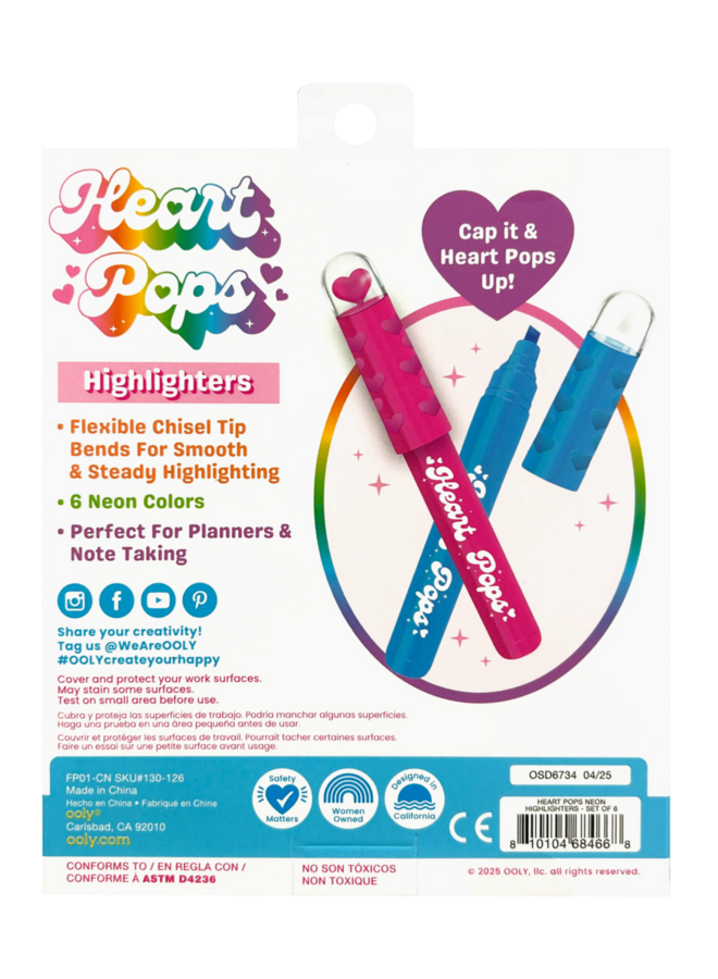Ooly – Heart Pops Neon Highlighters