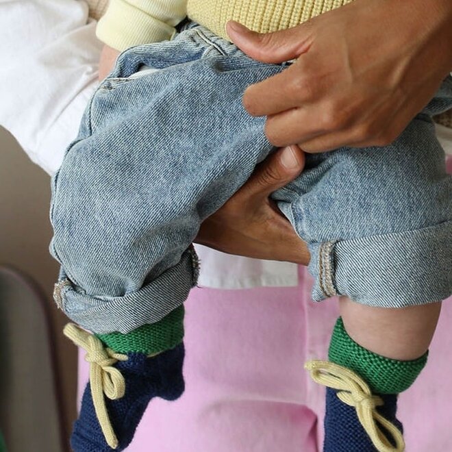 Hvid - Booties Blue/ Grass (0-9 months)