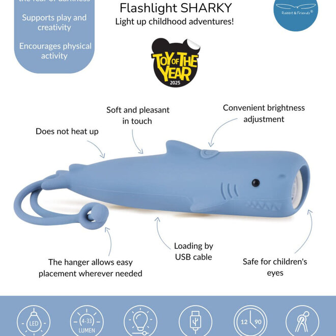 Rabbit & Friends - Shark blue flashlight