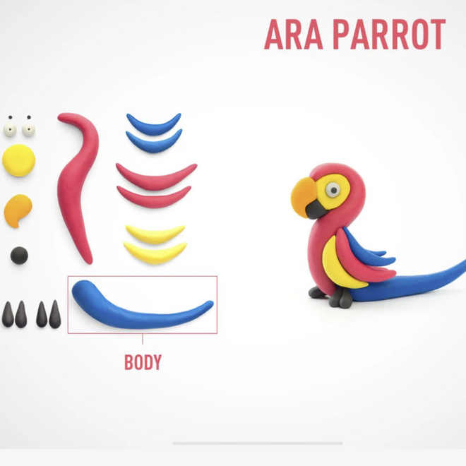 Hey Clay - Air dry clay Rainbow Ara Parrot (3 cans)