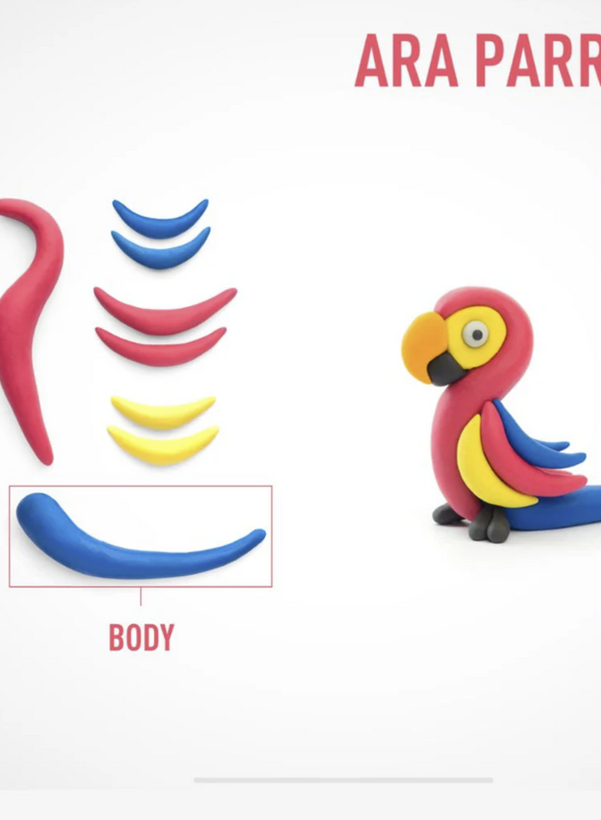 Hey Clay - Air dry clay Rainbow Ara Parrot (3 cans)