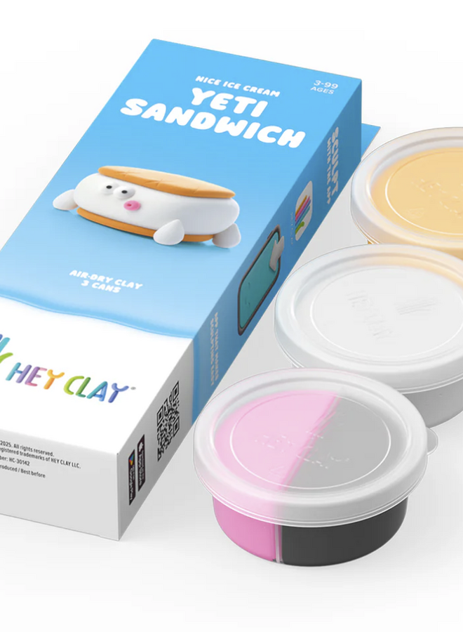 Hey Clay - Air dry Clay - Ice cream - Yeti (3 cans)