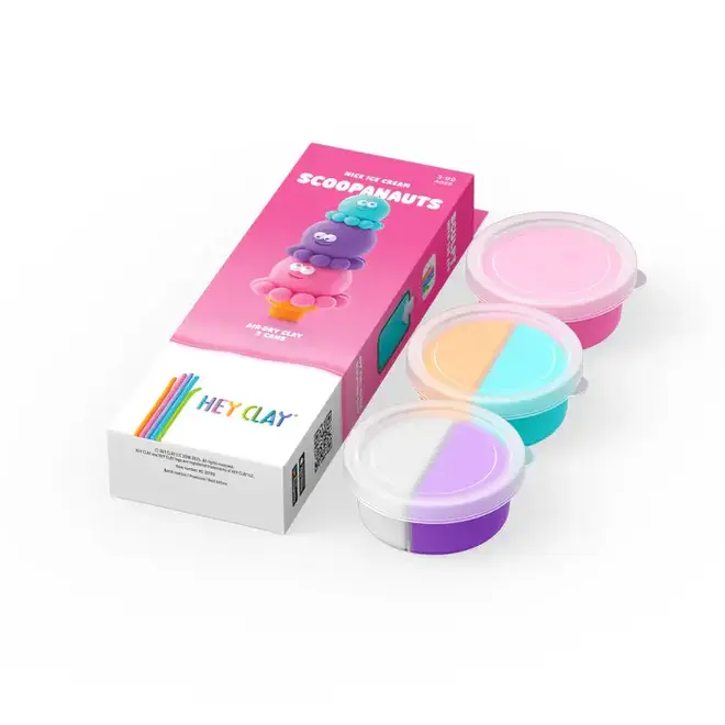 Hey Clay - Air dry Clay - Ice cream - Scoopanauts (3 cans)