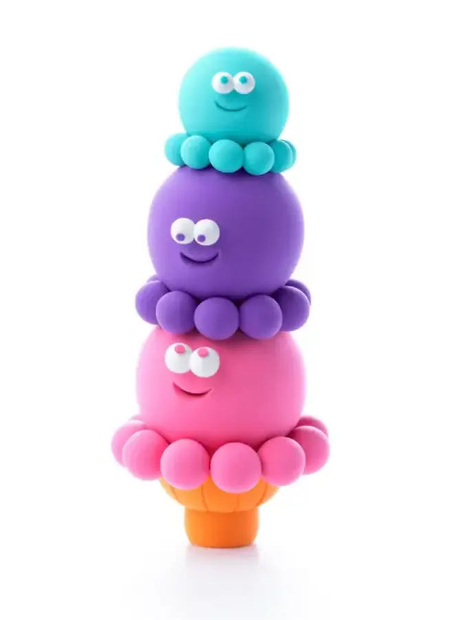 Hey Clay - Air dry Clay - Ice cream Scoopanauts (3 cans)