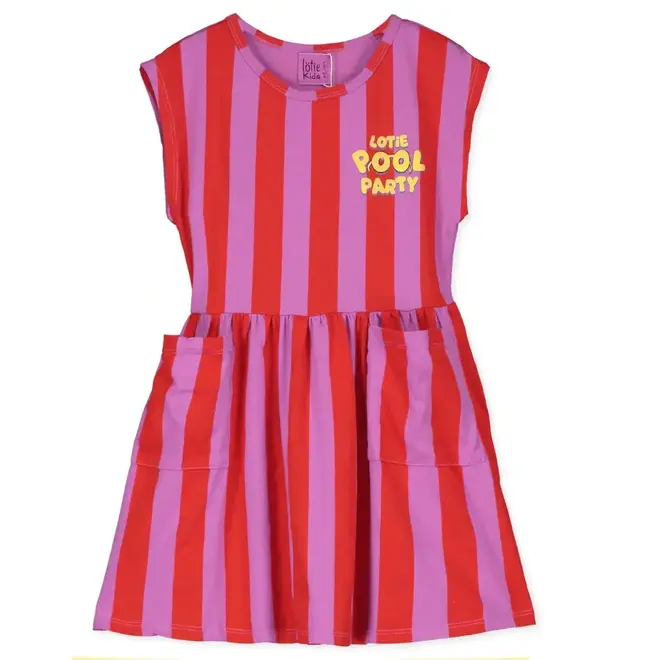 Lötiekids - Sleeveless dress Red stripes/Magenta