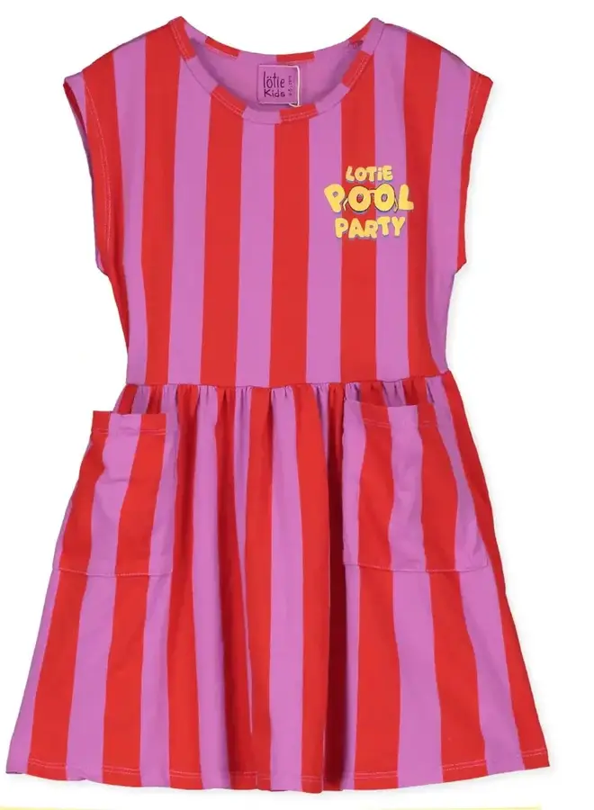 Lötiekids - Sleeveless dress Red stripes/Magenta