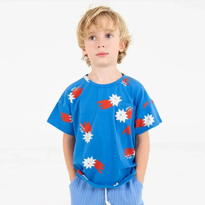 Lötiekids - T-shirt Lucky red/Stars allover/Royal blue