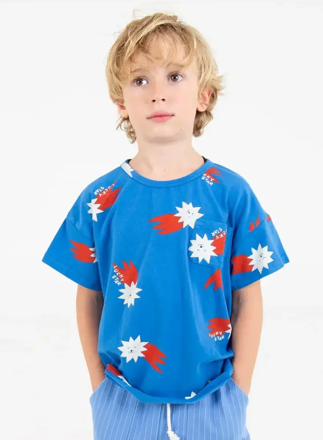 Lötiekids - T-shirt Lucky red/Stars allover/Royal blue