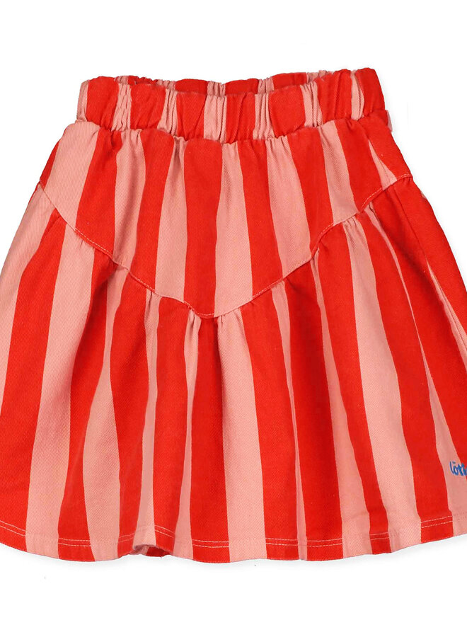 Lötiekids - Woven twill skirt Red stripes/Clay pink