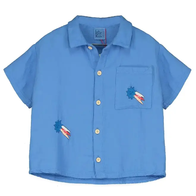 Lötiekids - Light cotton shirt Lucky star/Baja blue