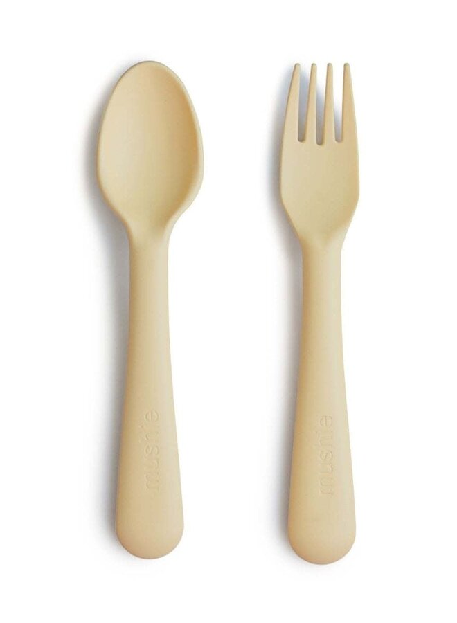 Mushie - Fork and spoon - Pale daffodil