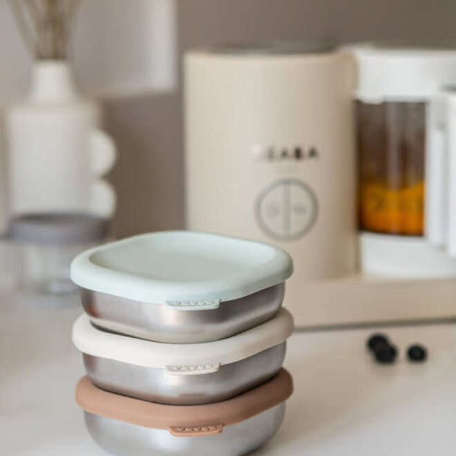 Béaba - Multifunctionele maaltijddoosjes roestvrij staal - Natural