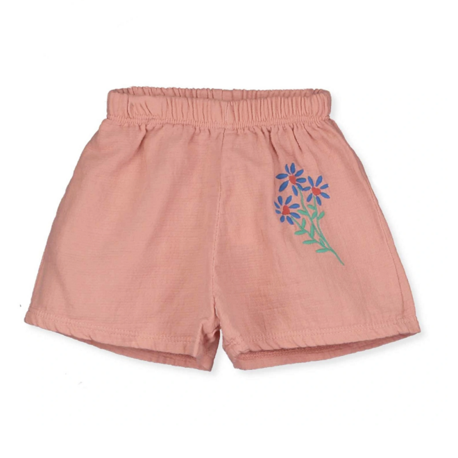 Lötiekids - Muslin baby short Flowers/Clay pink