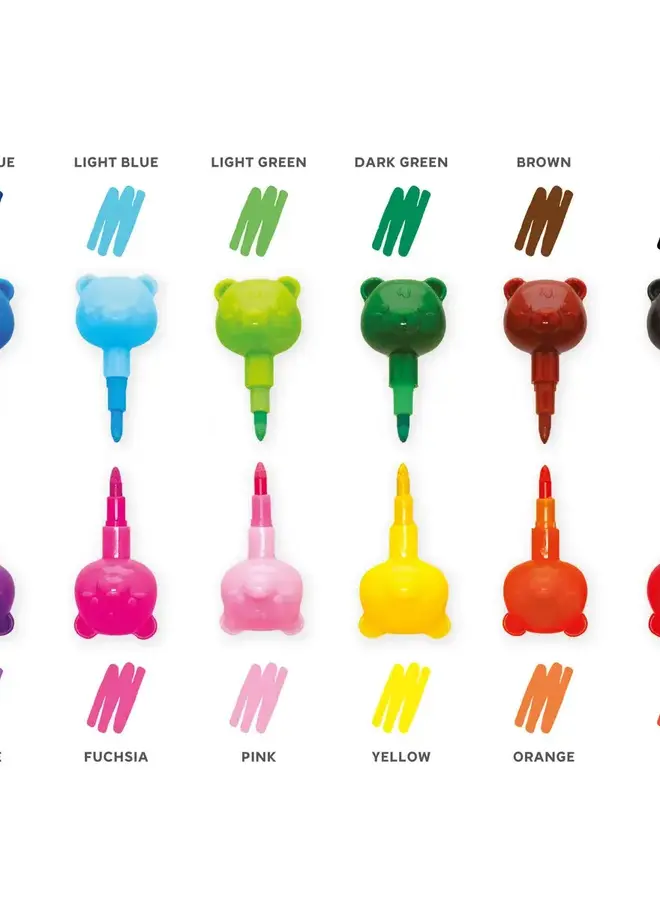 Legami - 12 stackable crayons - Teddy bear
