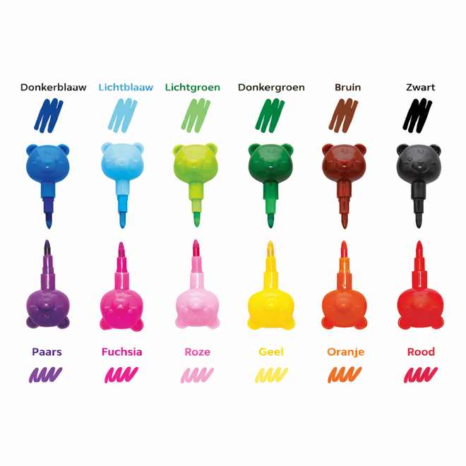 Legami - 12 stackable crayons - Teddy bear