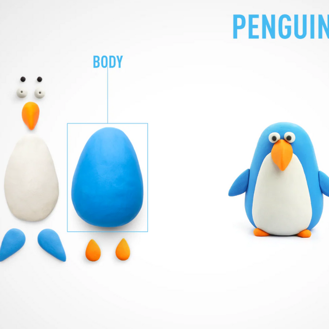Hey Clay - Air dry clay Penguin (3 cans)