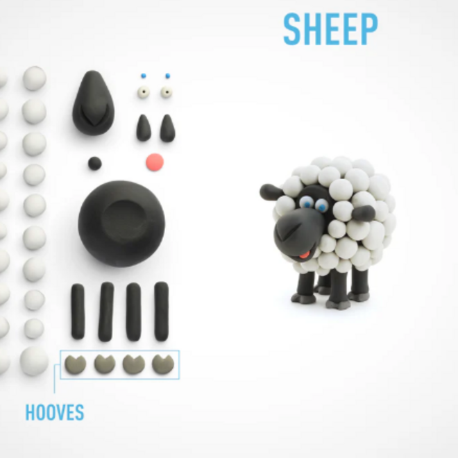 Hey Clay - Air dry clay -  Farm animals sheep (3 cans)