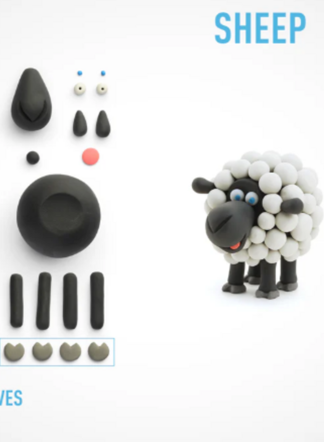 Hey Clay - Air dry clay -  Farm animals sheep (3 cans)