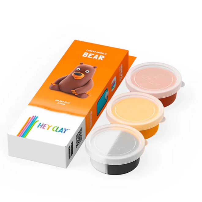 Hey Clay - Air dry clay Forest animals bear (3 cans)
