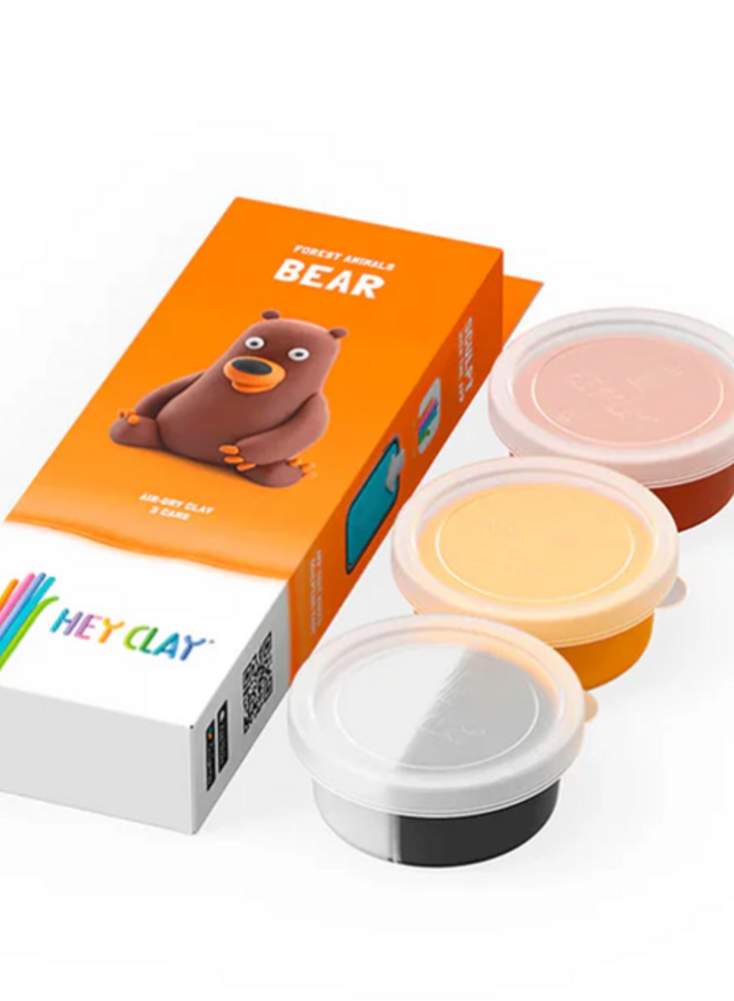Hey Clay - Air dry clay Forest animals bear (3 cans)