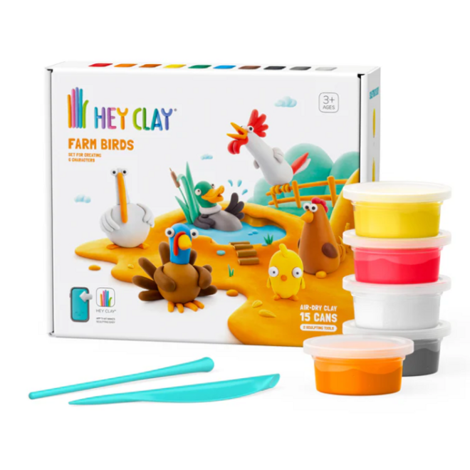Hey Clay - Air dry clay Farm birds  (15 cans)