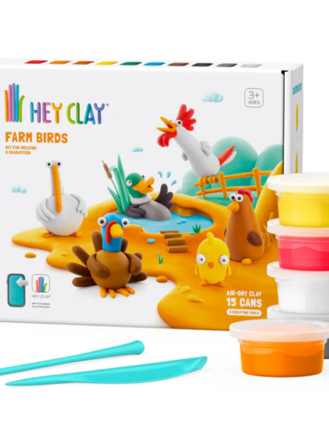 Hey Clay - Air dry clay Farm birds  (15 cans)