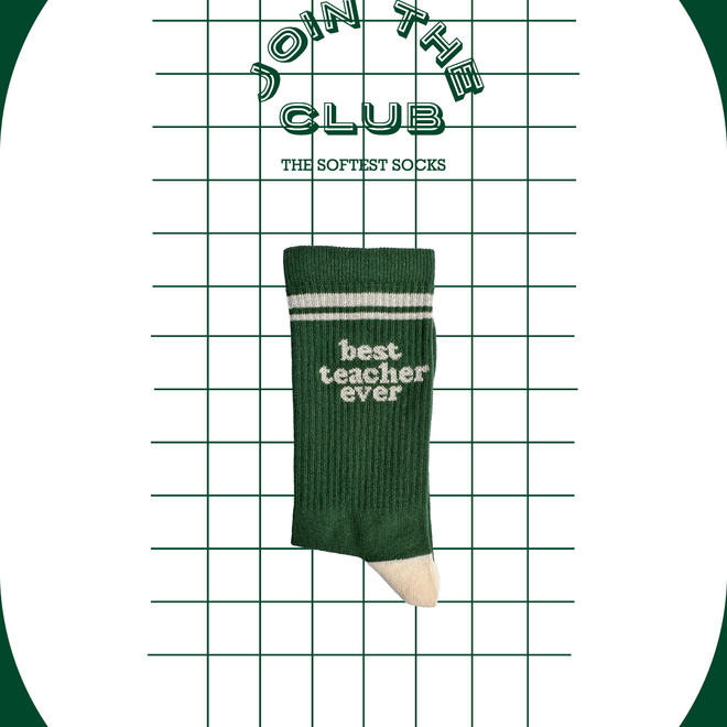 Join The Club - Soft socks 'Best teacher ever' green