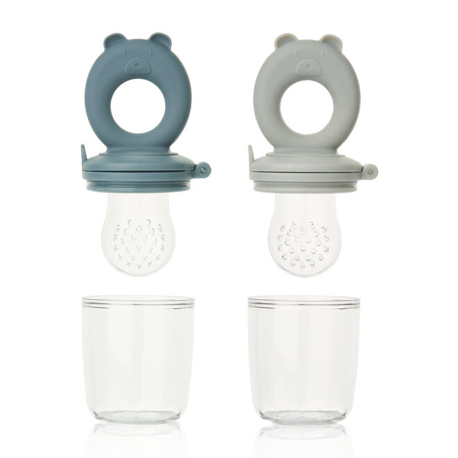 Liewood - Miranda Bear Food Feeder 2-Pack Whale blue / Dove blue