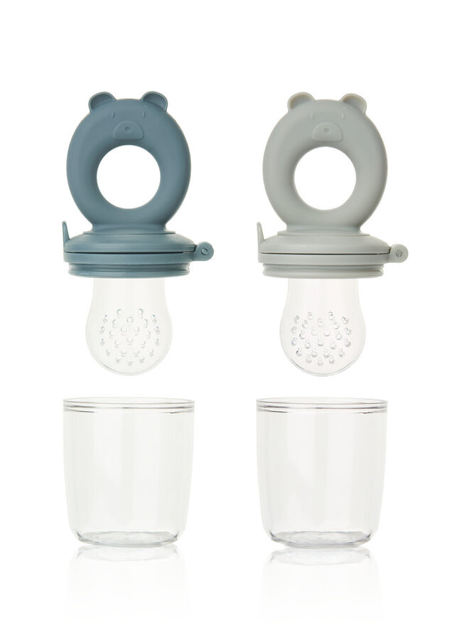 Liewood - Miranda Bear Food Feeder 2-Pack Whale blue / Dove blue