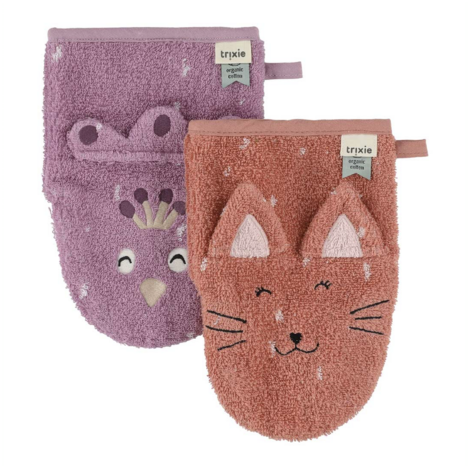 Trixie - Washandjes 2 pack - Mrs Cat Mrs Peacock