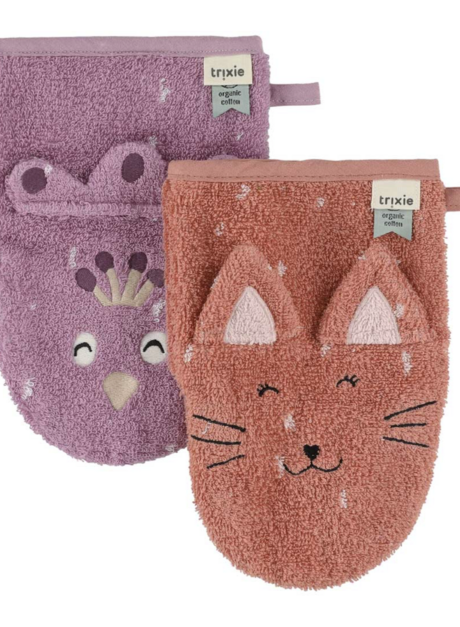 Trixie - Washandjes 2 pack - Mrs Cat Mrs Peacock