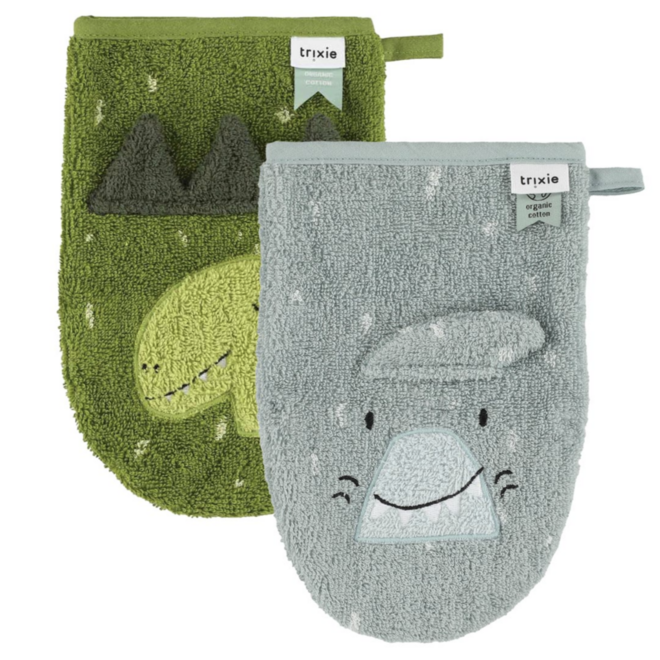 Trixie - Washandjes 2 pack - Mr. Shark - Mr. Dino