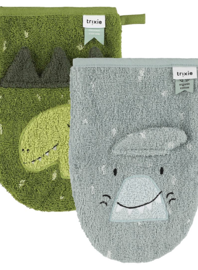 Trixie - Washandjes 2 pack - Mr. Shark - Mr. Dino