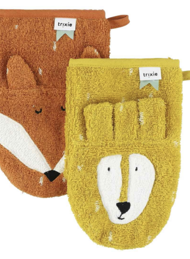 Trixie - Washandjes 2 pack - Mr. Lion - Mr. Fox