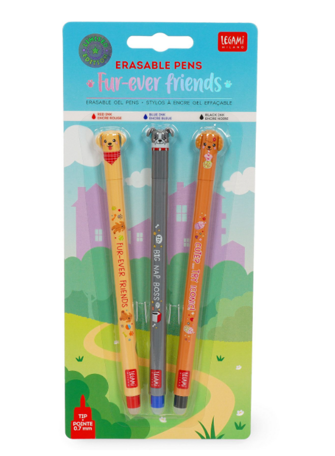 Legami - Set of 3 erasable pens - Fur ever friends
