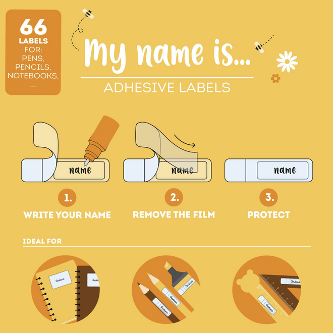 Legami My name is - Set of 66 adhesive labels Teddy bear