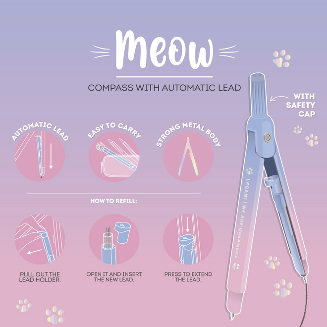 Legami Meow Compass with automatic lead Kitty