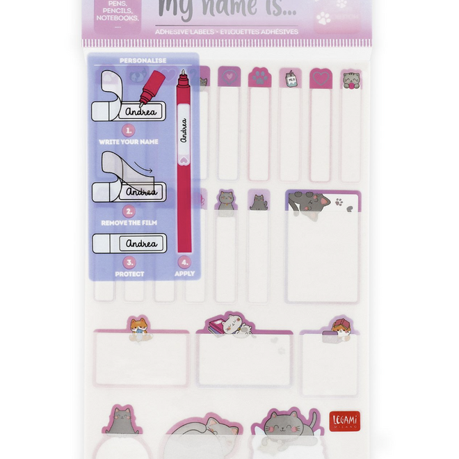 Legami My name is - Set of 66 adhesive labels Kitty