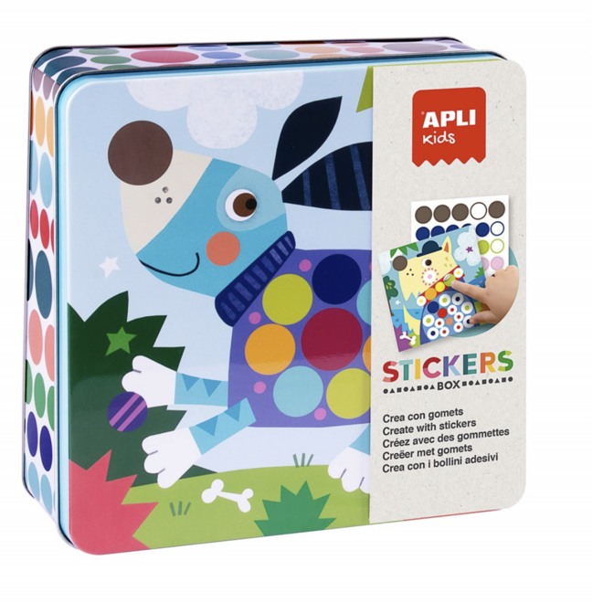 APLI - Hond stickers in blik (8 kaarten, stickers en vb)