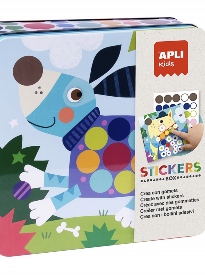 APLI - Hond stickers in blik (8 kaarten, stickers en vb)
