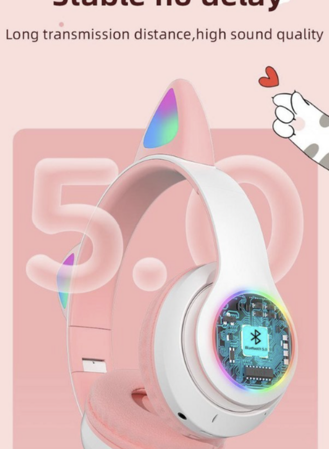 Volkano Whisker Series Bluetooth Cat Ear  Headphones - Aqua