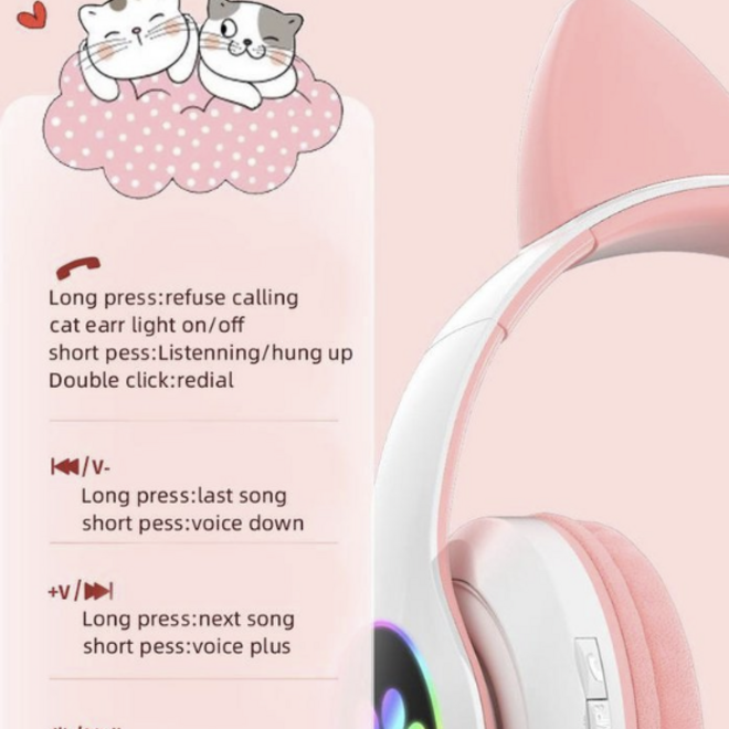 Volkano Whisker Series Bluetooth Cat Ear  Headphones - Aqua