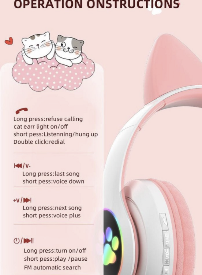 Volkano Whisker Series Bluetooth Cat Ear  Headphones - Aqua