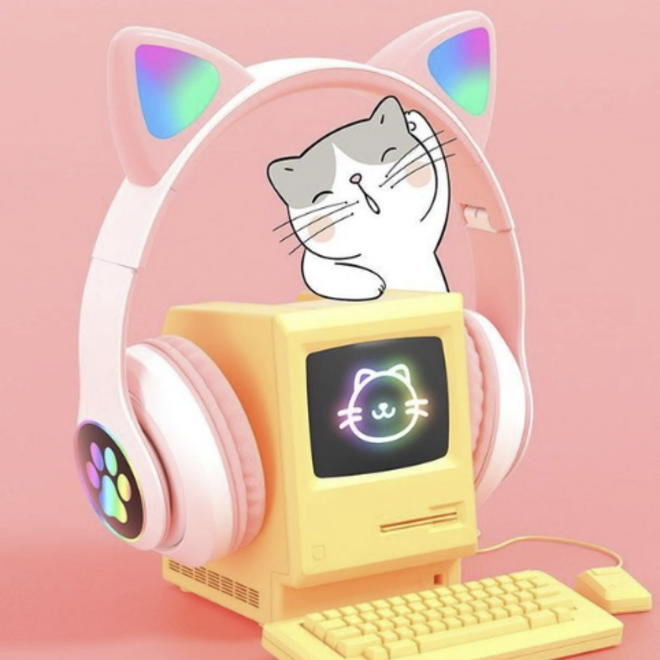 Volkano Whisker Series Bluetooth Cat Ear  Headphones - Aqua